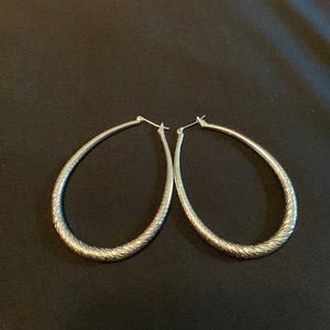 Lia Sophia “Park Avenue” silver hoop earrings. 2-1/4” long.